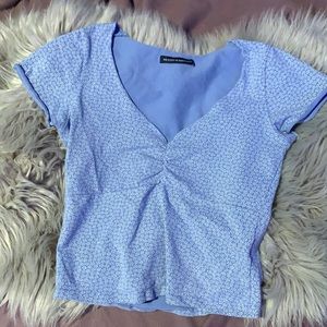 brandy melville baby blue floral shirt